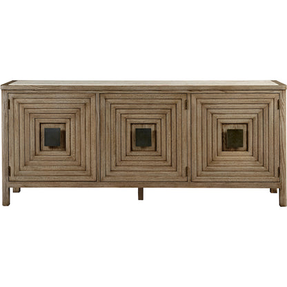 Cheneais Credenza by Fairfield Chair in brown and french oak. Made from select red oak solids, veneers in a unique style.