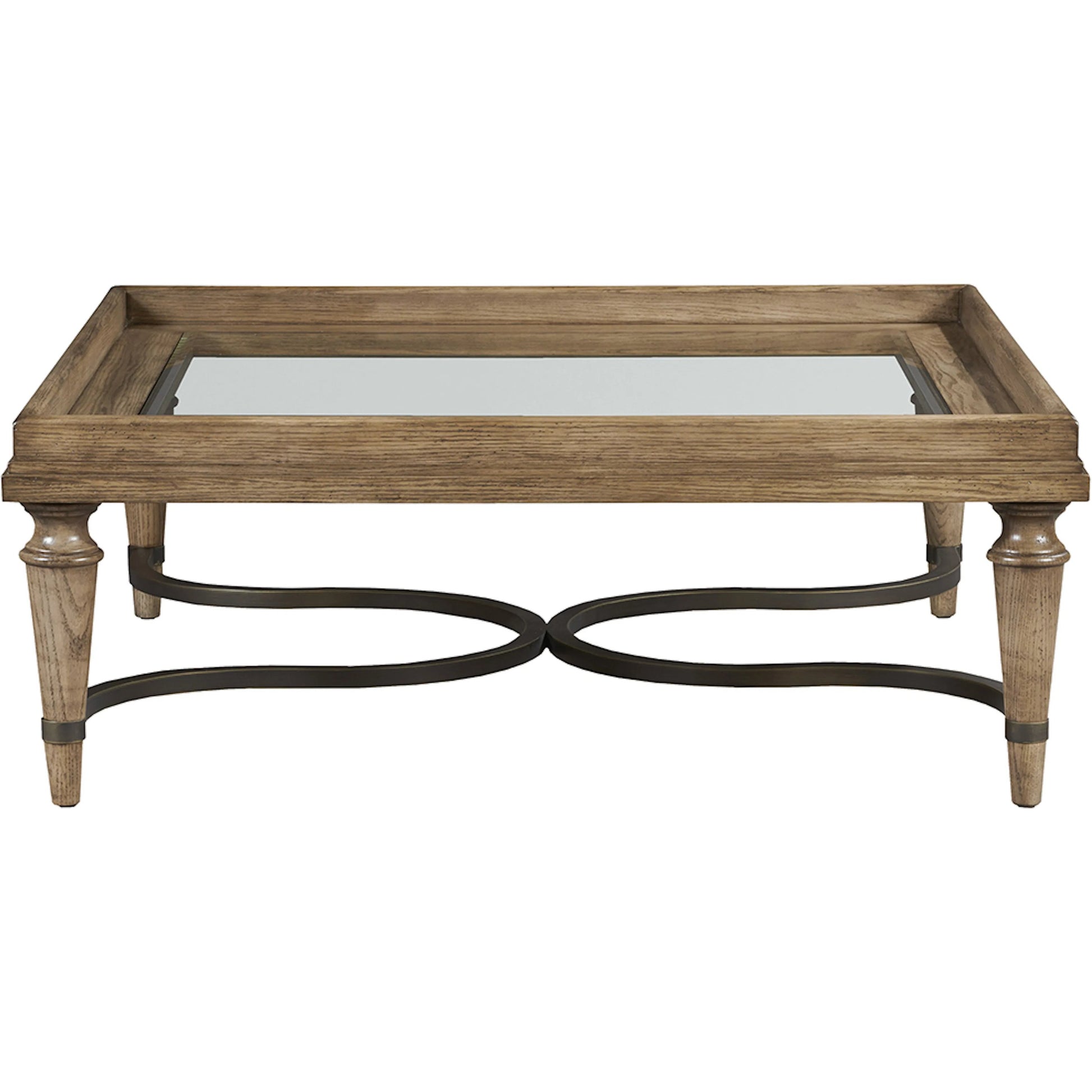 Cheneais Square Cocktail Table by Fairfield Chair in brown and french oak. Made from select red oak solids in a unique style.