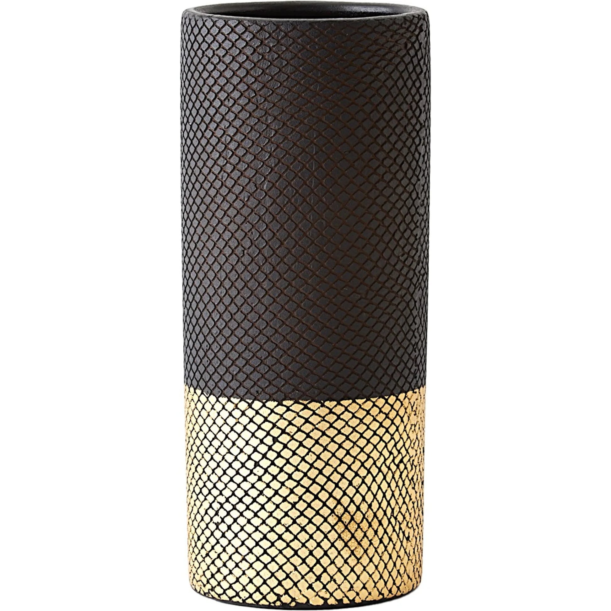 Java Footed Vase by Global Views in matte black and gold. Made from unique in a modern style.