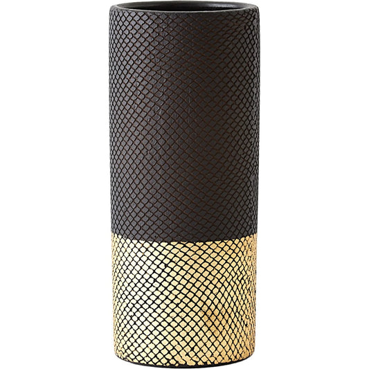Java Footed Vase by Global Views in matte black and gold. Made from unique in a modern style.
