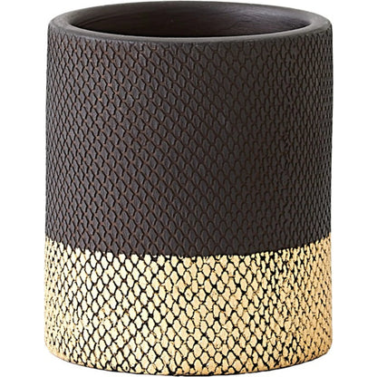 Java Footed Vase by Global Views in matte black and gold. Made from unique in a modern style.
