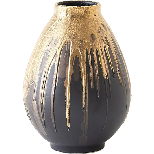Cauldron Vase by Global Views in gold. Made from ceramic in a modern style.