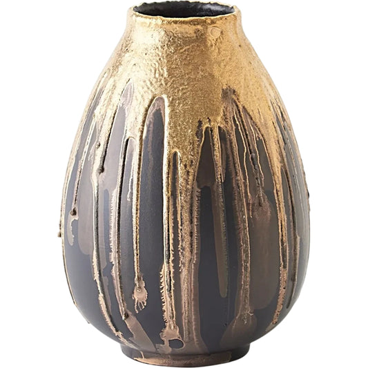 Cauldron Vase by Global Views in gold. Made from ceramic in a modern style.
