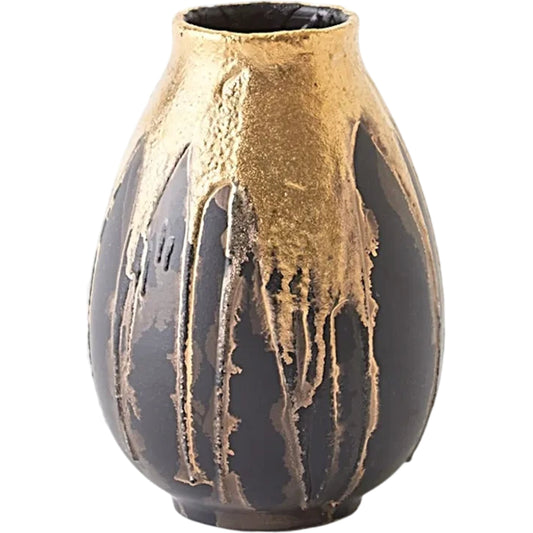Cauldron Vase by Global Views in gold. Made from ceramic in a modern style.