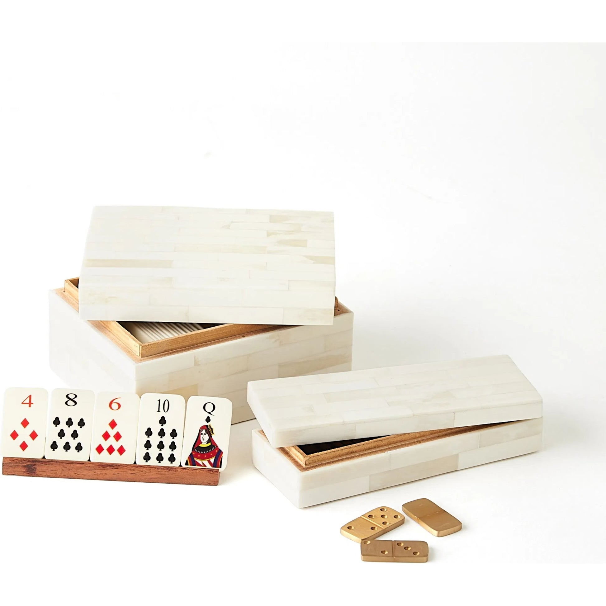 Boxed Bone Card Set by Global Views. Made from mdf, resin, aluminum, buffalo bone, horn - bubalus bubalis - country of origin - india in a traditional style.