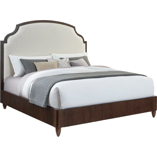 West Camden Bed by Fairfield Chair in brown and tahitian pearl. Made from tulip wood solids, walnut veneers in a traditional style.