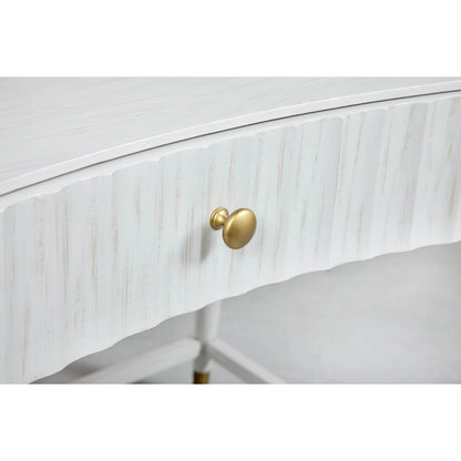 East Camden Vanity Desk by Fairfield Chair in white and pearl. Made from metal, poplar solids, veneers in a unique style.