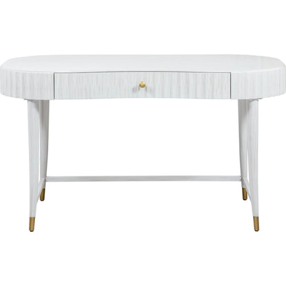 East Camden Vanity Desk by Fairfield Chair in white and pearl. Made from metal, poplar solids, veneers in a unique style.