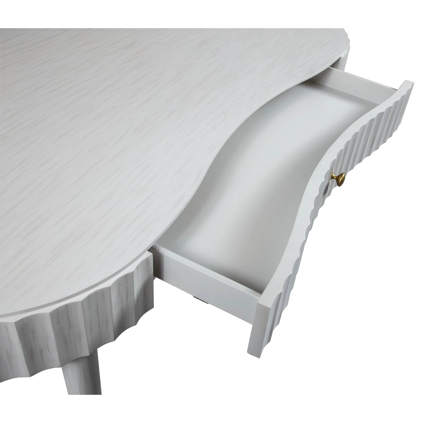 003 SI-2635879 | Additional Silo | East Camden Vanity Desk by Fairfield Chair in white and pearl. Made from metal, poplar solids, veneers in a unique style.