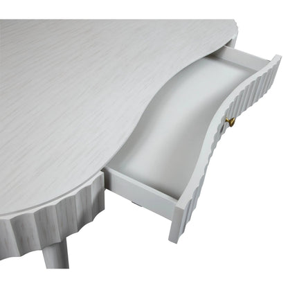 East Camden Vanity Desk by Fairfield Chair in white and pearl. Made from metal, poplar solids, veneers in a unique style.