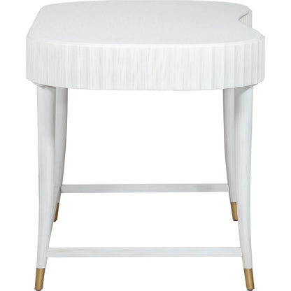 East Camden Vanity Desk by Fairfield Chair in white and pearl. Made from metal, poplar solids, veneers in a unique style.