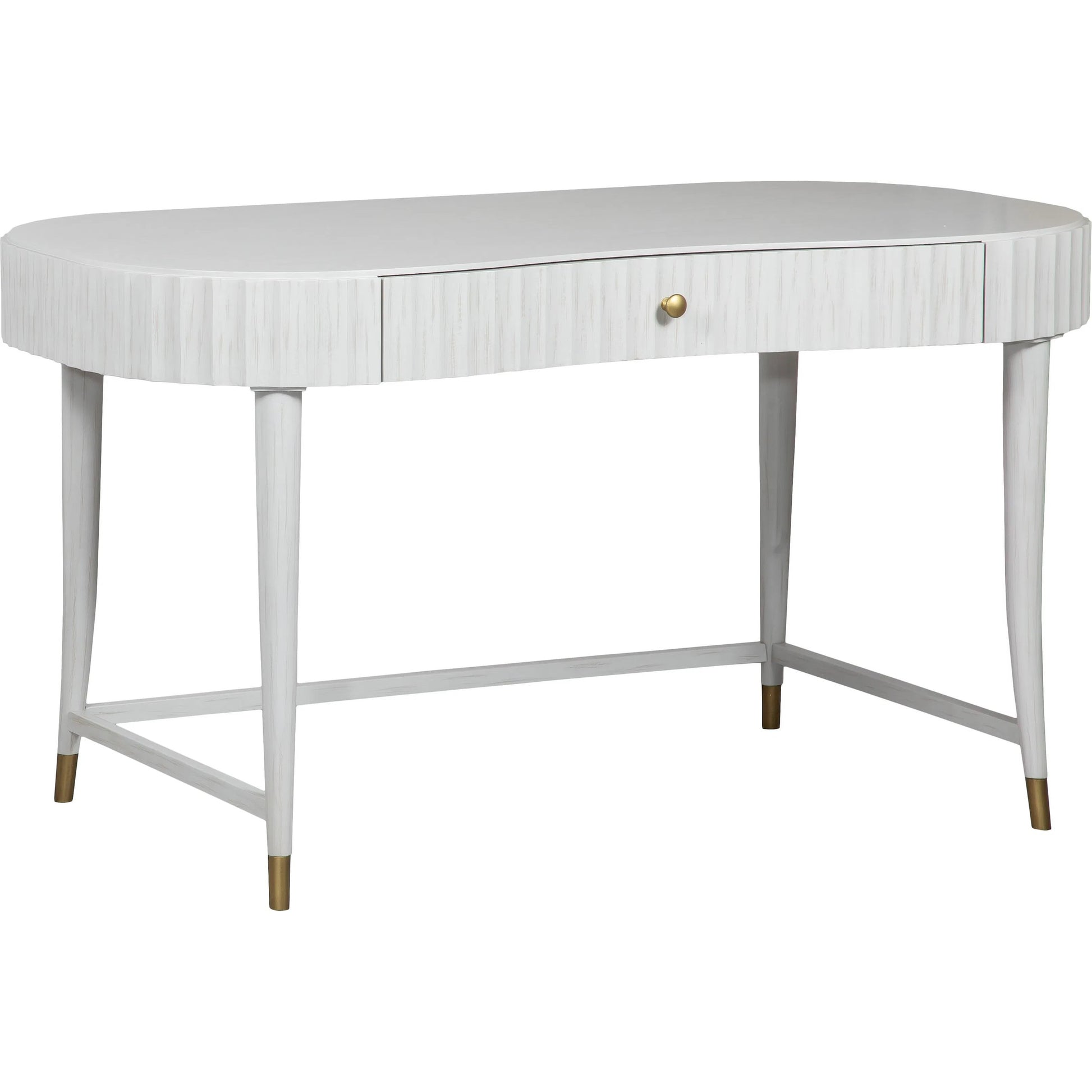 East Camden Vanity Desk by Fairfield Chair in white and pearl. Made from metal, poplar solids, veneers in a unique style.