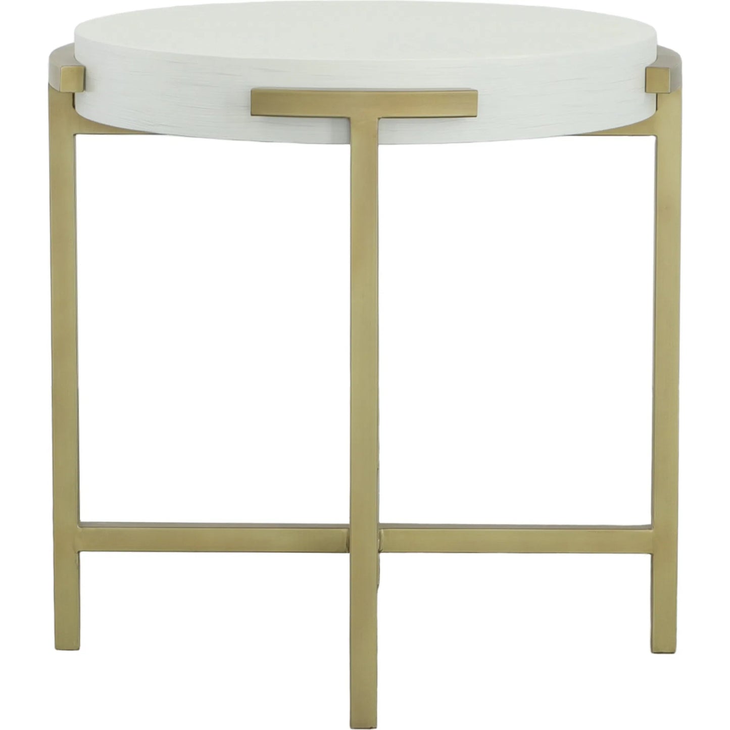 002 SI-2635880 | Additional Silo | East Camden Round End Table by Fairfield Chair in white and pearl. Made from metal, poplar solids, veneers in a unique style.