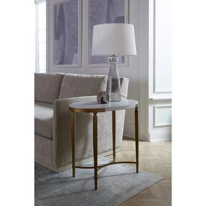 East Camden Oval End Table by Fairfield Chair in white and pearl. Made from metal, italian marble in a unique style.