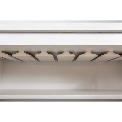 East Camden Bar Cabinet by Fairfield Chair in white and pearl. Made from poplar solids, veneers in a unique style.