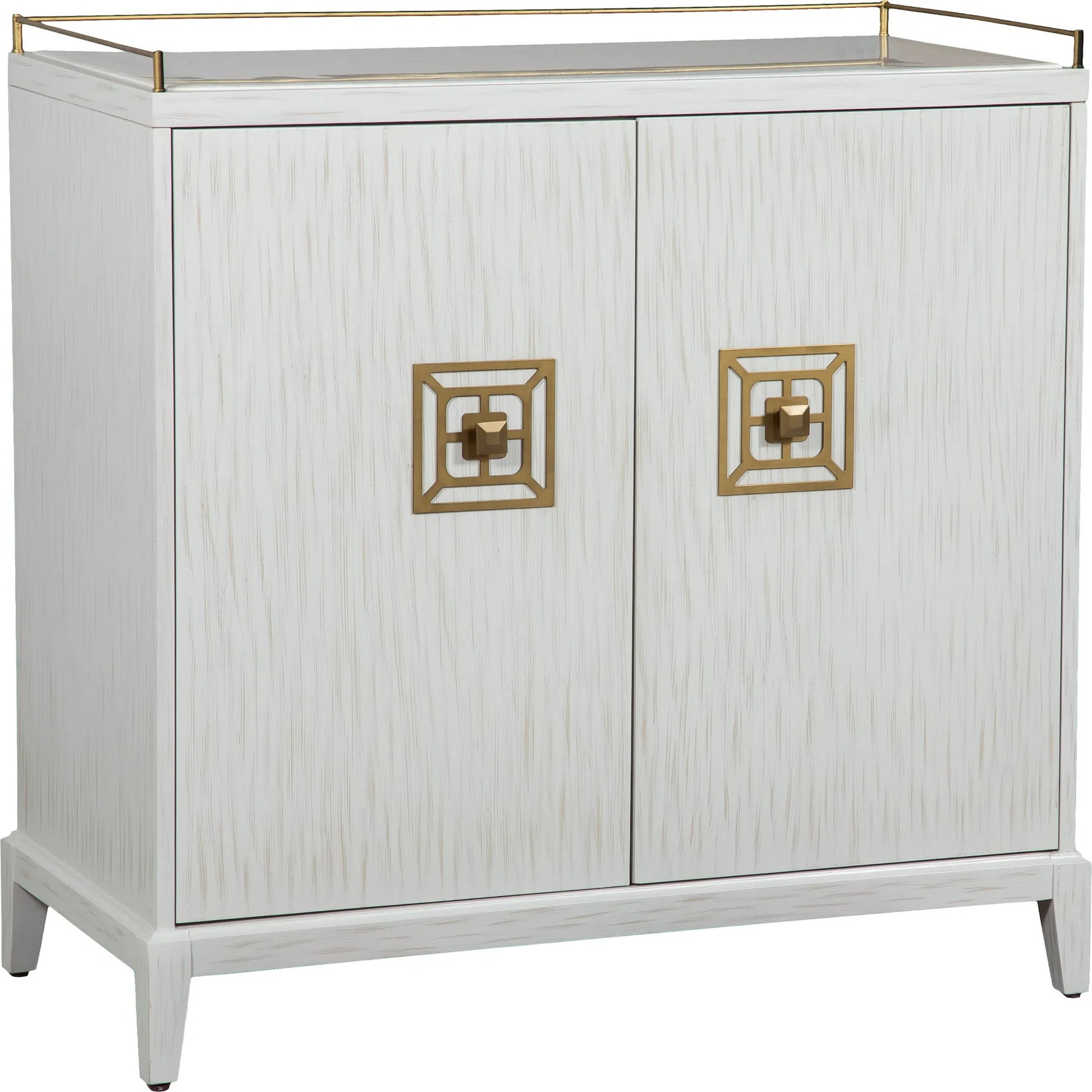 East Camden Bar Cabinet by Fairfield Chair in white and pearl. Made from poplar solids, veneers in a unique style.