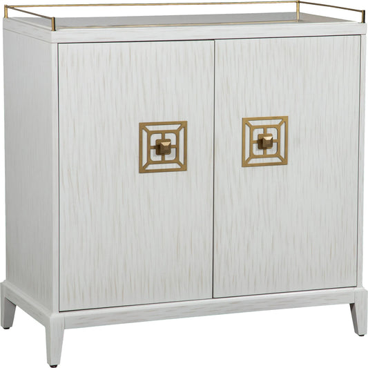 East Camden Bar Cabinet by Fairfield Chair in white and pearl. Made from poplar solids, veneers in a unique style.