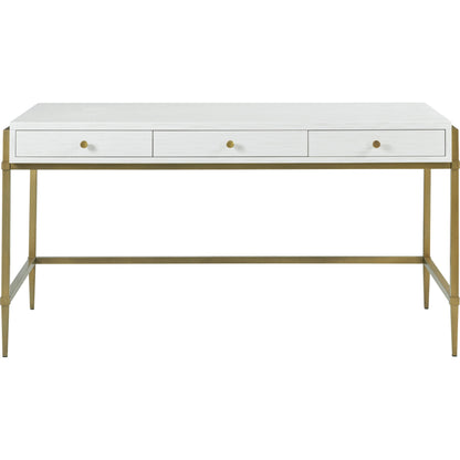 East Camden Writing Desk by Fairfield Chair in white and pearl. Made from poplar solids, veneers in a unique style.