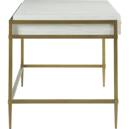 East Camden Writing Desk by Fairfield Chair in white and pearl. Made from poplar solids, veneers in a unique style.