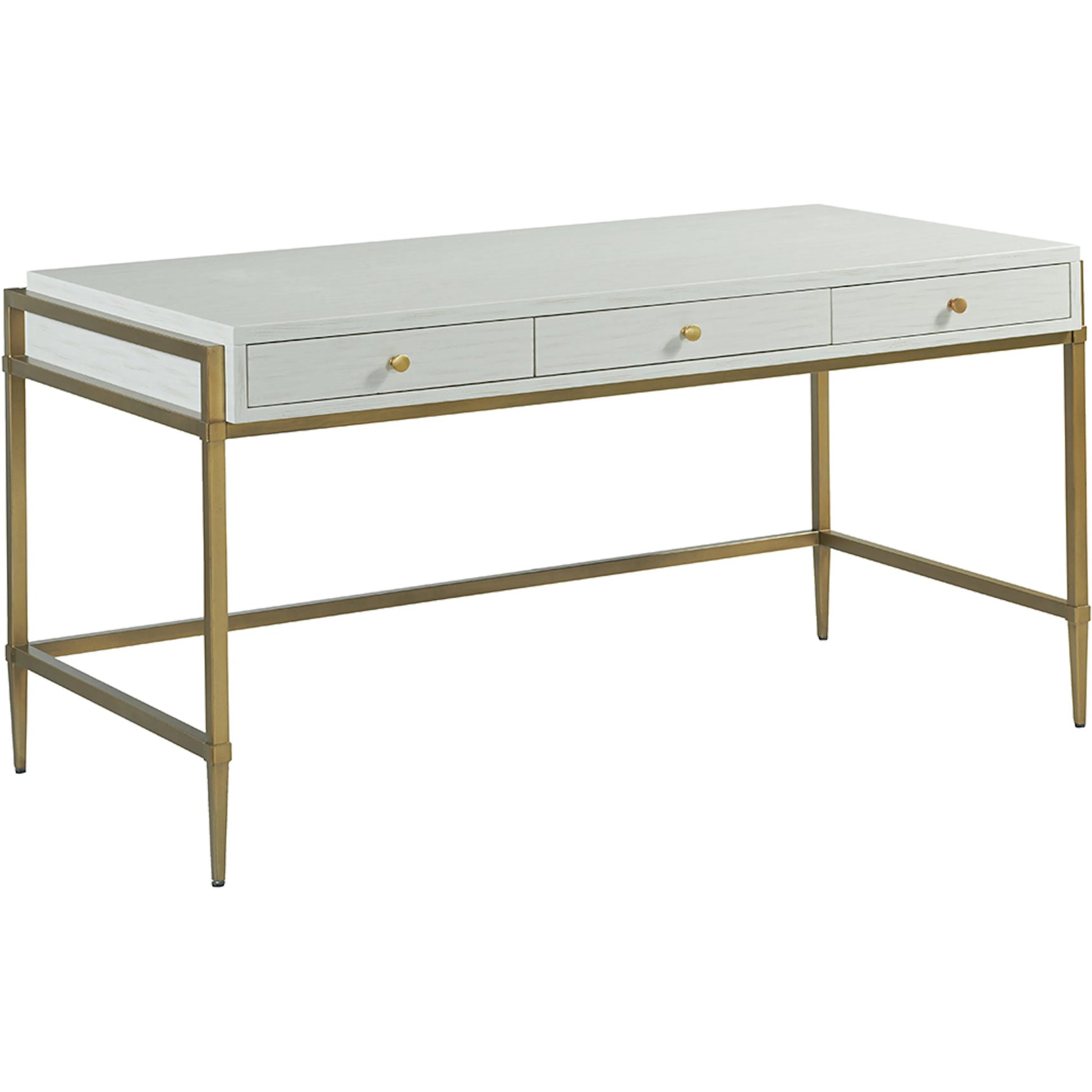 East Camden Writing Desk by Fairfield Chair in white and pearl. Made from poplar solids, veneers in a unique style.