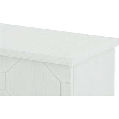 East Camden Credenza by Fairfield Chair in white and pearl. Made from walnut solids, veneers in a unique style.