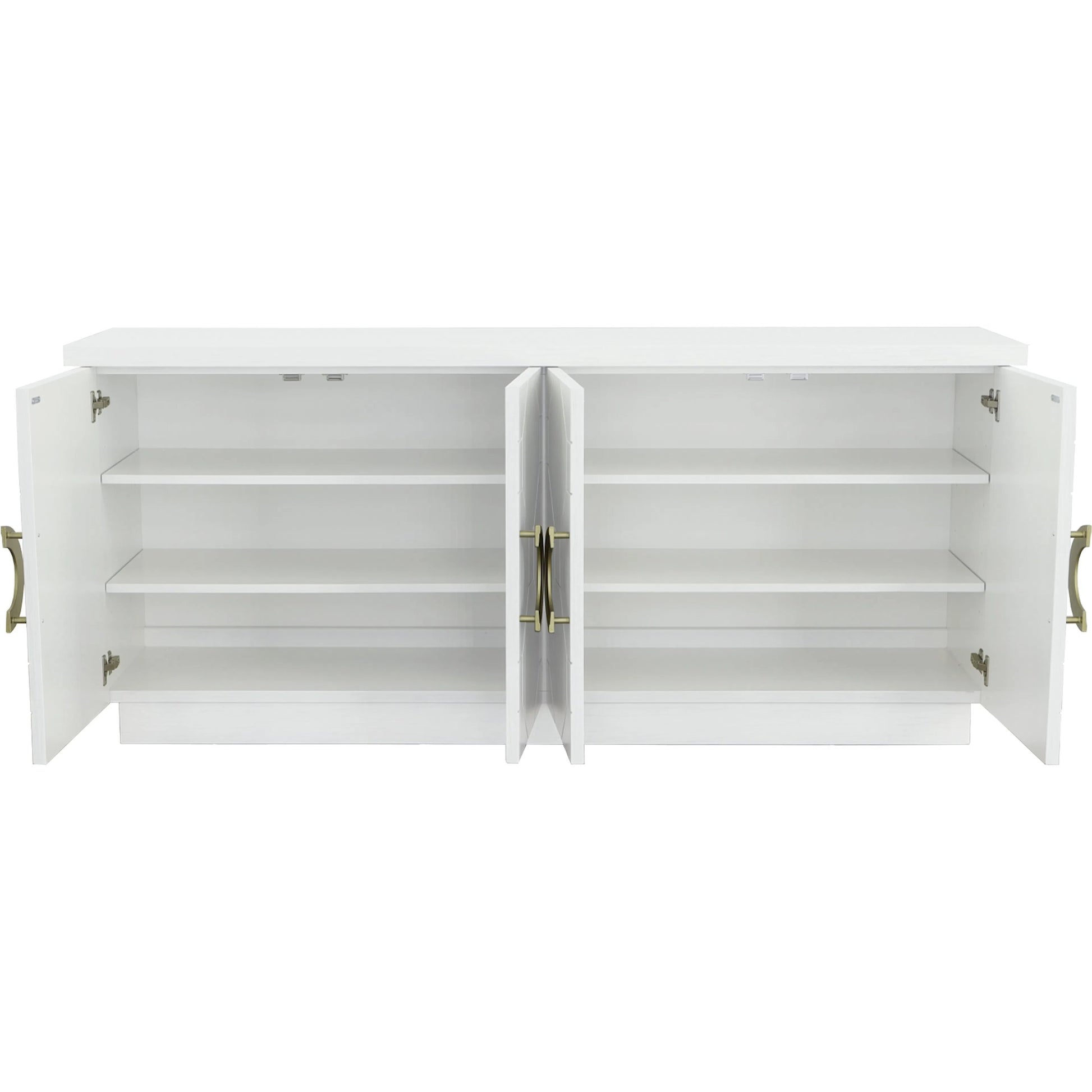 East Camden Credenza by Fairfield Chair in white and pearl. Made from walnut solids, veneers in a unique style.
