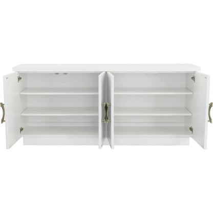 East Camden Credenza by Fairfield Chair in white and pearl. Made from walnut solids, veneers in a unique style.