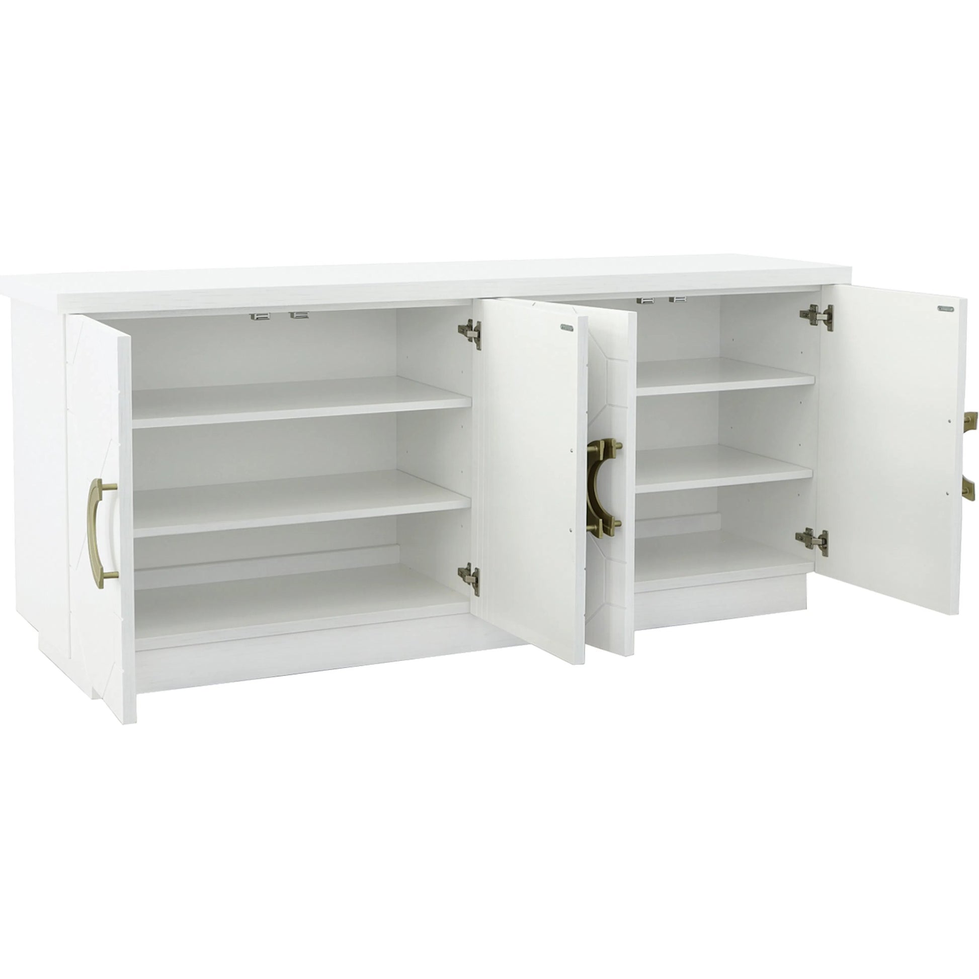 East Camden Credenza by Fairfield Chair in white and pearl. Made from walnut solids, veneers in a unique style.