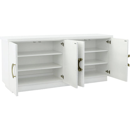 East Camden Credenza by Fairfield Chair in white and pearl. Made from walnut solids, veneers in a unique style.