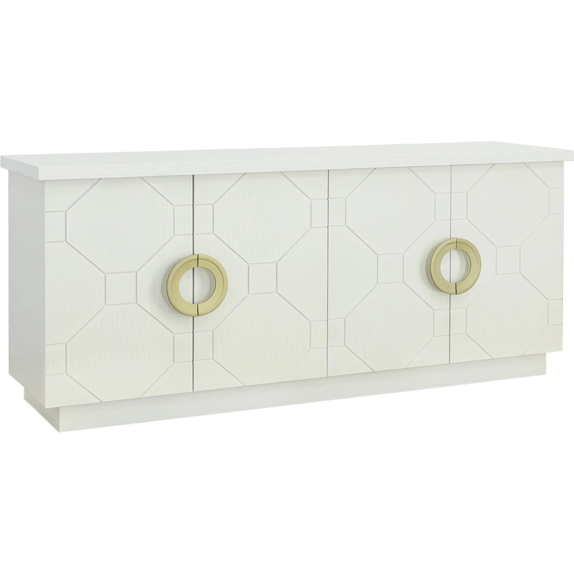 East Camden Credenza by Fairfield Chair in white and pearl. Made from walnut solids, veneers in a unique style.