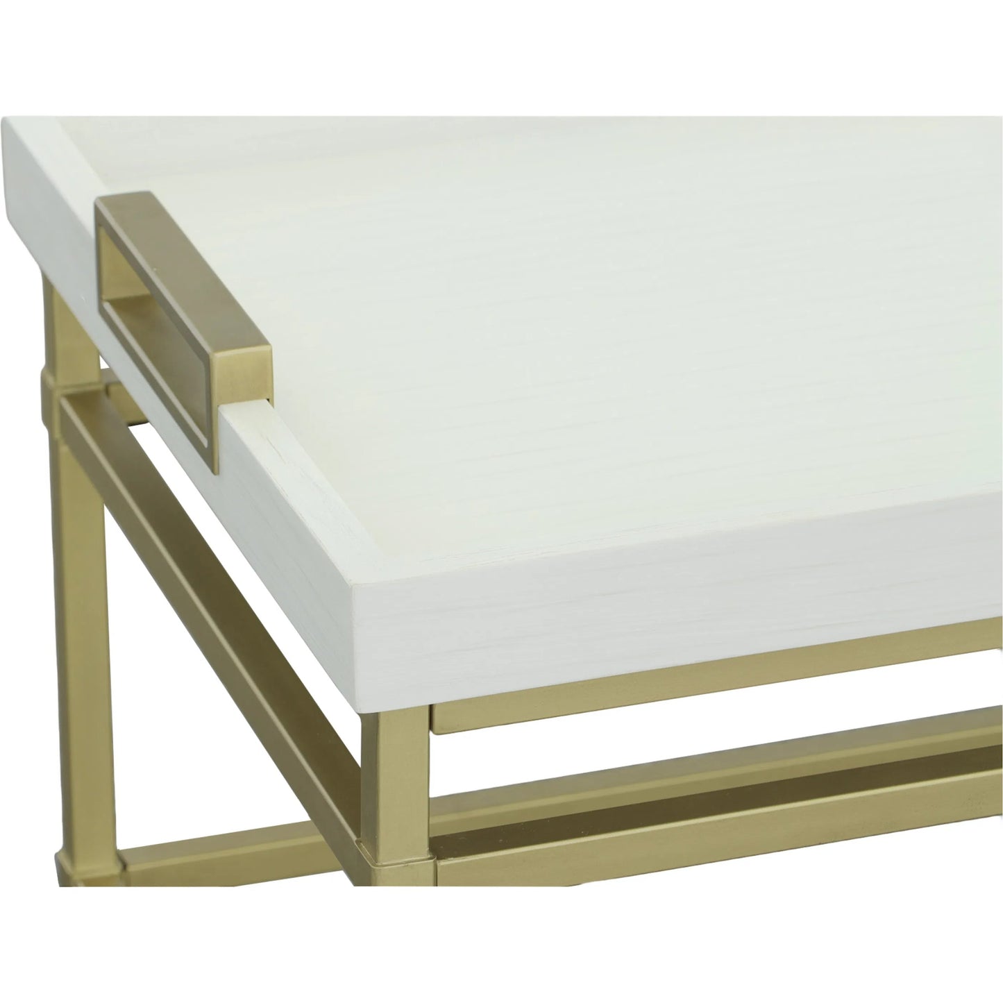 004 SI-2635886 | Closeup | East Camden Rectangular Cocktail Table by Fairfield Chair in white and pearl. Made from metal, poplar solids, veneers in a unique style.
