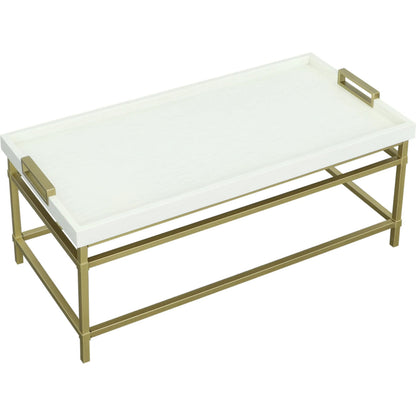 East Camden Rectangular Cocktail Table by Fairfield Chair in white and pearl. Made from metal, poplar solids, veneers in a unique style.