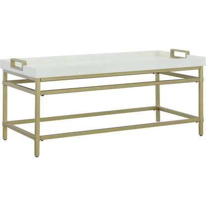 East Camden Rectangular Cocktail Table by Fairfield Chair in white and pearl. Made from metal, poplar solids, veneers in a unique style.