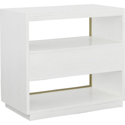 East Camden Nightstand by Fairfield Chair in white and pearl. Made from metal accents, poplar solids, veneers in a unique style.