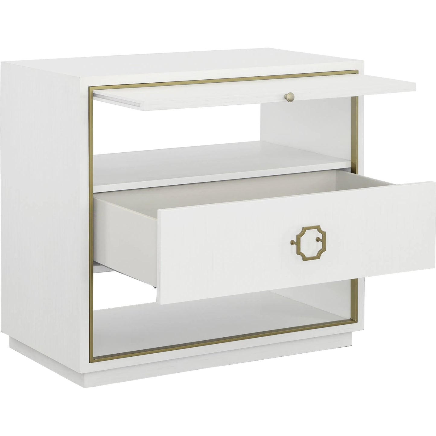 003 SI-2635889 | Additional Silo | East Camden Nightstand by Fairfield Chair in white and pearl. Made from metal accents, poplar solids, veneers in a unique style.