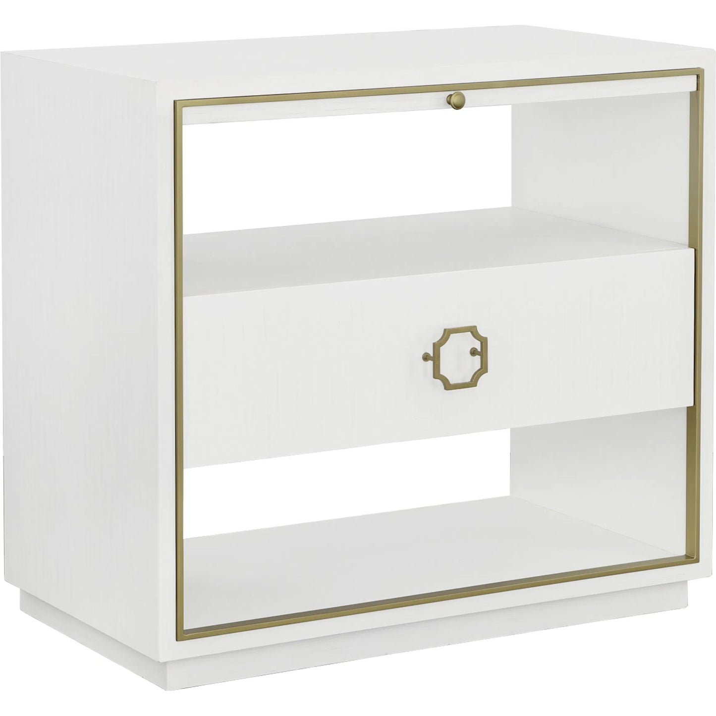 000 SI-2635889 | Primary Silo | East Camden Nightstand by Fairfield Chair in white and pearl. Made from metal accents, poplar solids, veneers in a unique style.