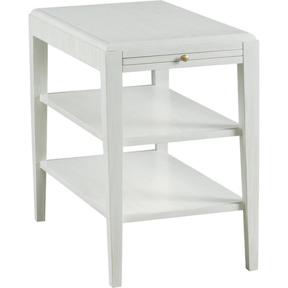 East Camden Chairside Table by Fairfield Chair in white and pearl. Made from poplar solids, veneers in a unique style.