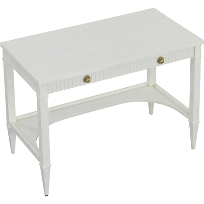 East Camden Desk by Fairfield Chair in white and pearl. Made from metal accents, poplar solids, veneers in a unique style.