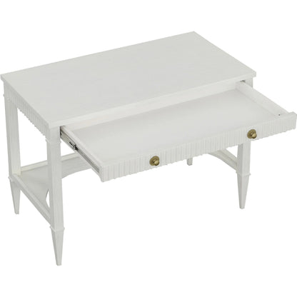 East Camden Desk by Fairfield Chair in white and pearl. Made from metal accents, poplar solids, veneers in a unique style.