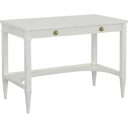 East Camden Desk by Fairfield Chair in white and pearl. Made from metal accents, poplar solids, veneers in a unique style.
