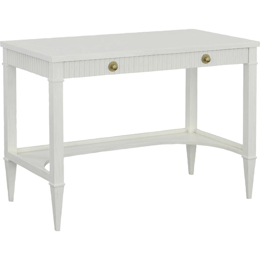 East Camden Desk by Fairfield Chair in white and pearl. Made from metal accents, poplar solids, veneers in a unique style.