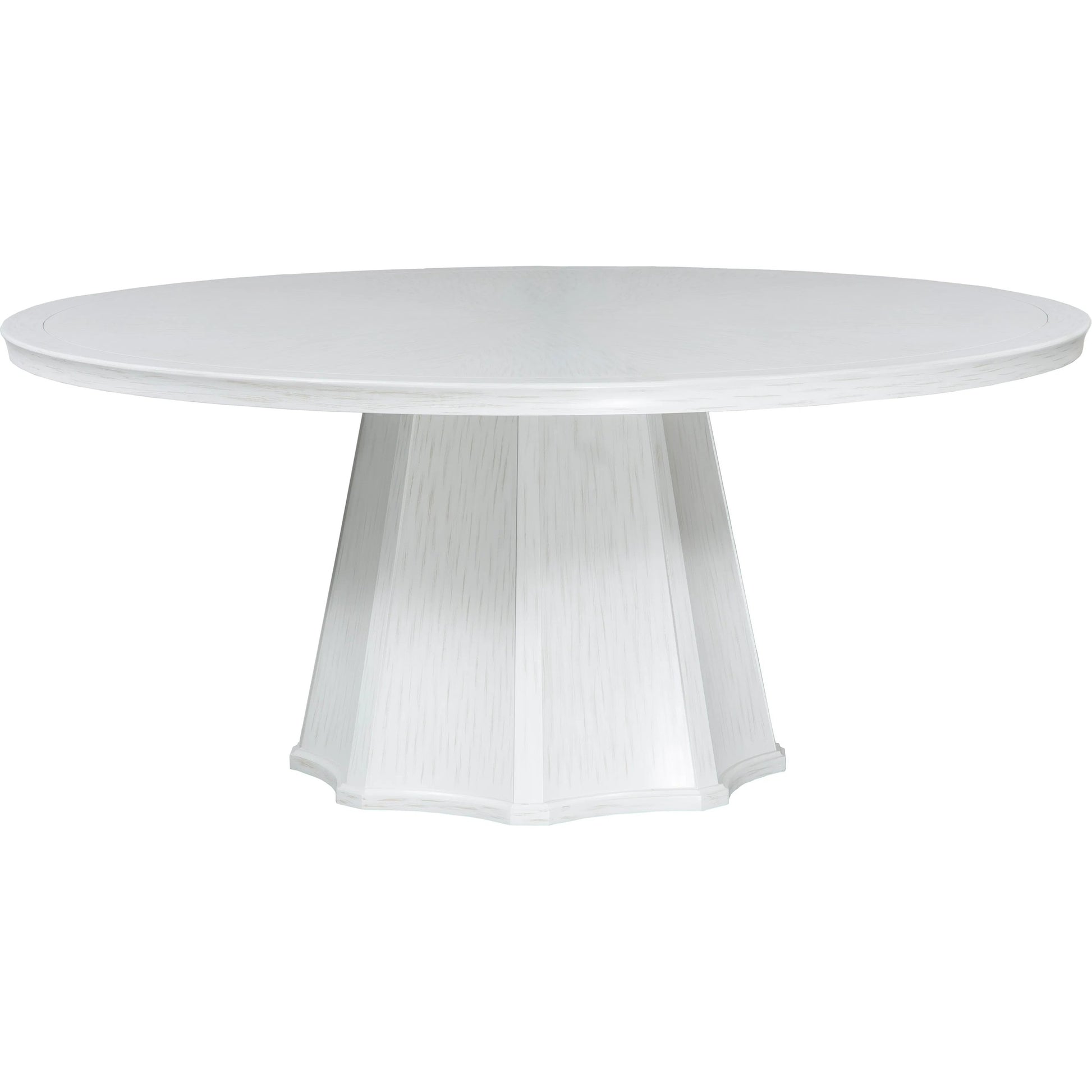 East Camden Scalloped Dining Table by Fairfield Chair in white and pearl. Made from poplar solids, veneers in a unique style.