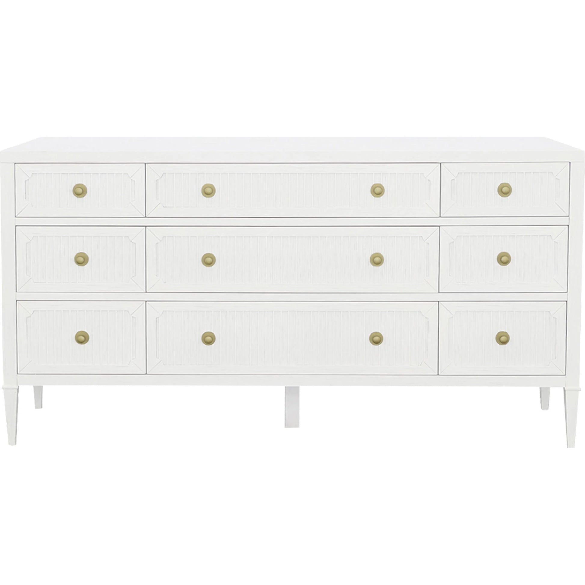 East Camden 9-Drawer Dresser by Fairfield Chair in white and pearl. Made from metal accents, poplar solids, veneers in a unique style.