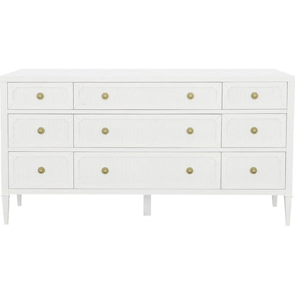 East Camden 9-Drawer Dresser by Fairfield Chair in white and pearl. Made from metal accents, poplar solids, veneers in a unique style.