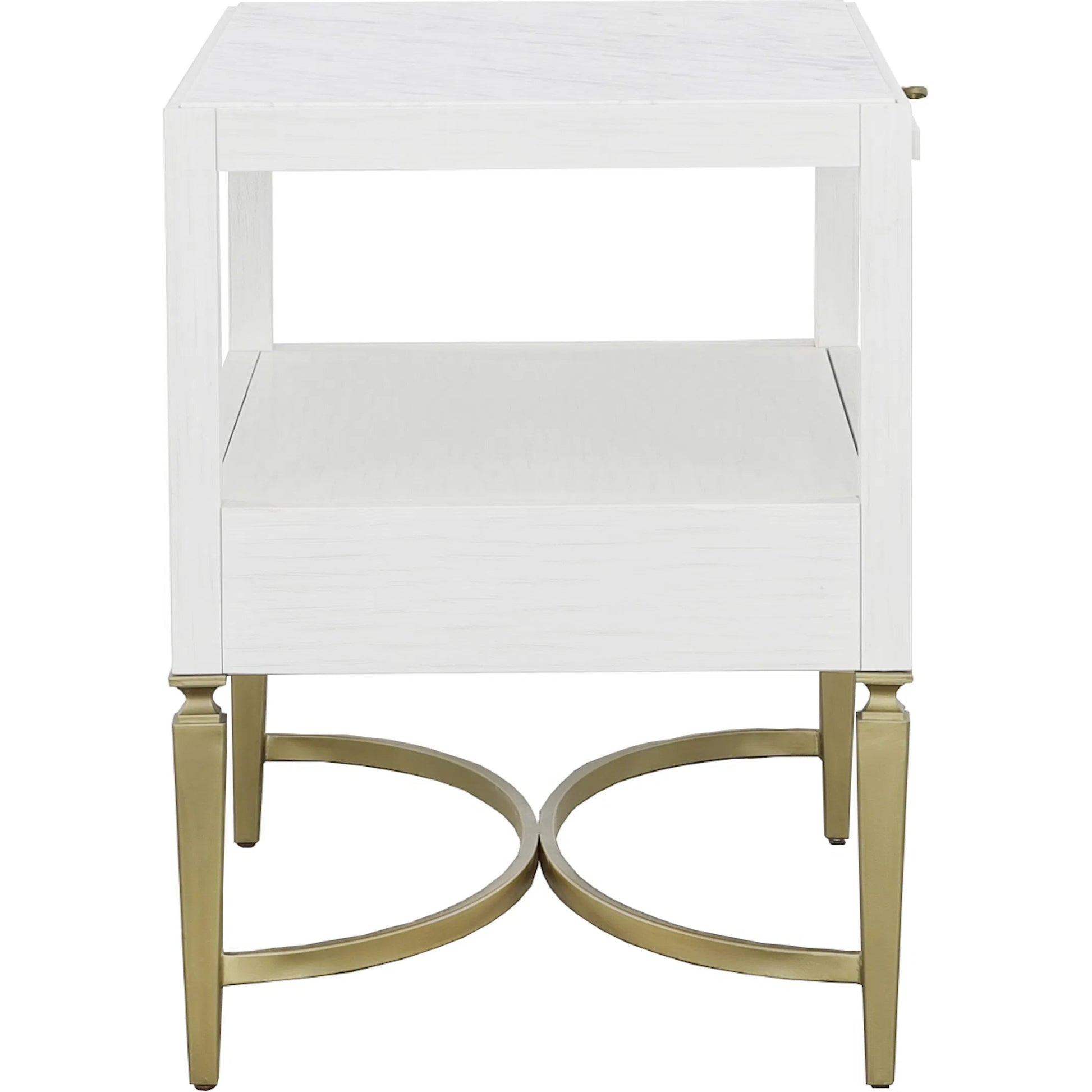 East Camden Nightstand by Fairfield Chair in white and pearl. Made from metal accents, poplar solids, veneers in a unique style.