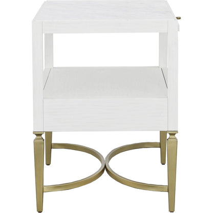 East Camden Nightstand by Fairfield Chair in white and pearl. Made from metal accents, poplar solids, veneers in a unique style.