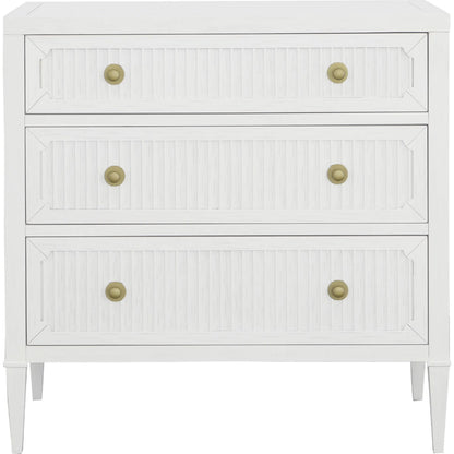 East Camden Chest by Fairfield Chair in white and pearl. Made from metal accents, poplar solids, veneers in a unique style.