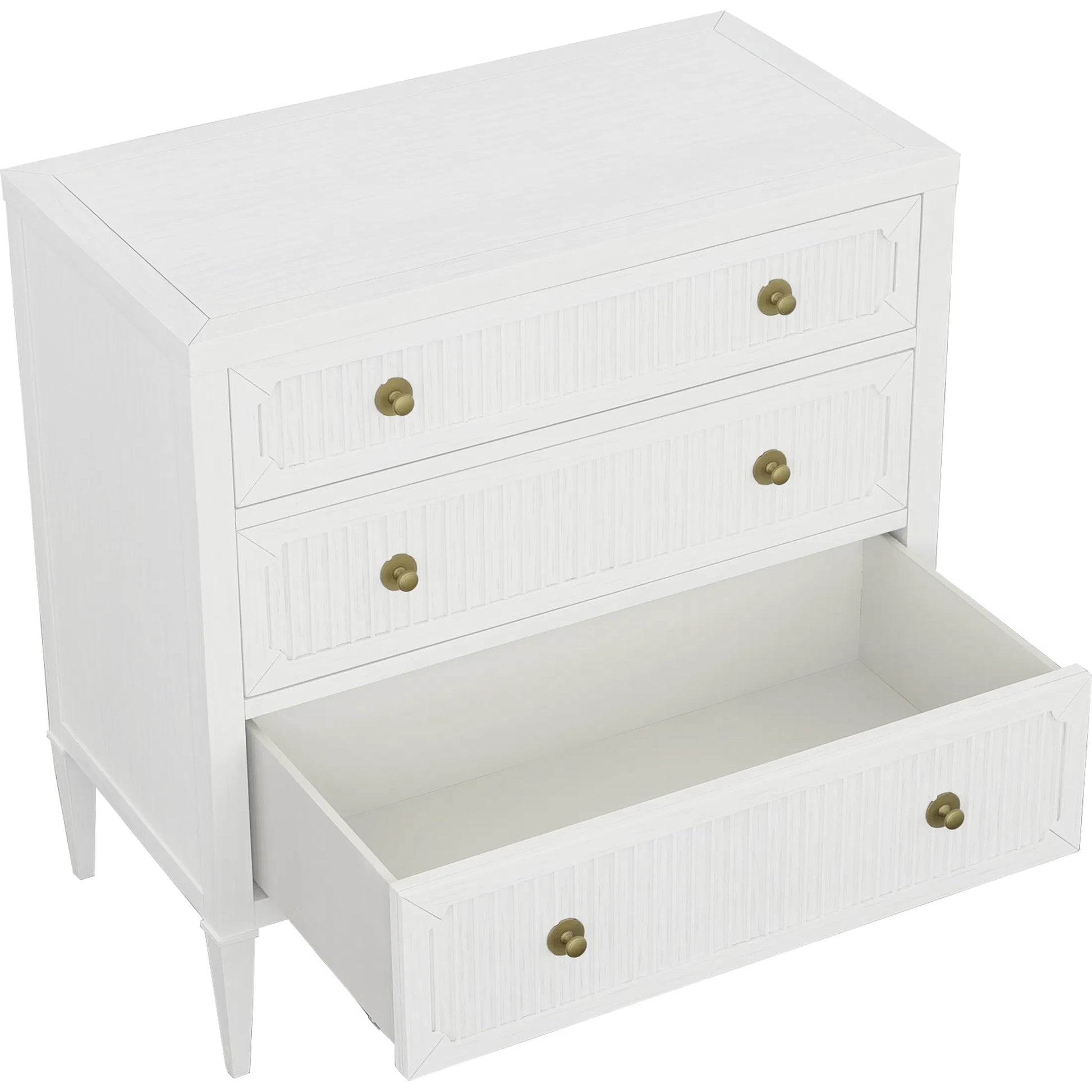 East Camden Chest by Fairfield Chair in white and pearl. Made from metal accents, poplar solids, veneers in a unique style.