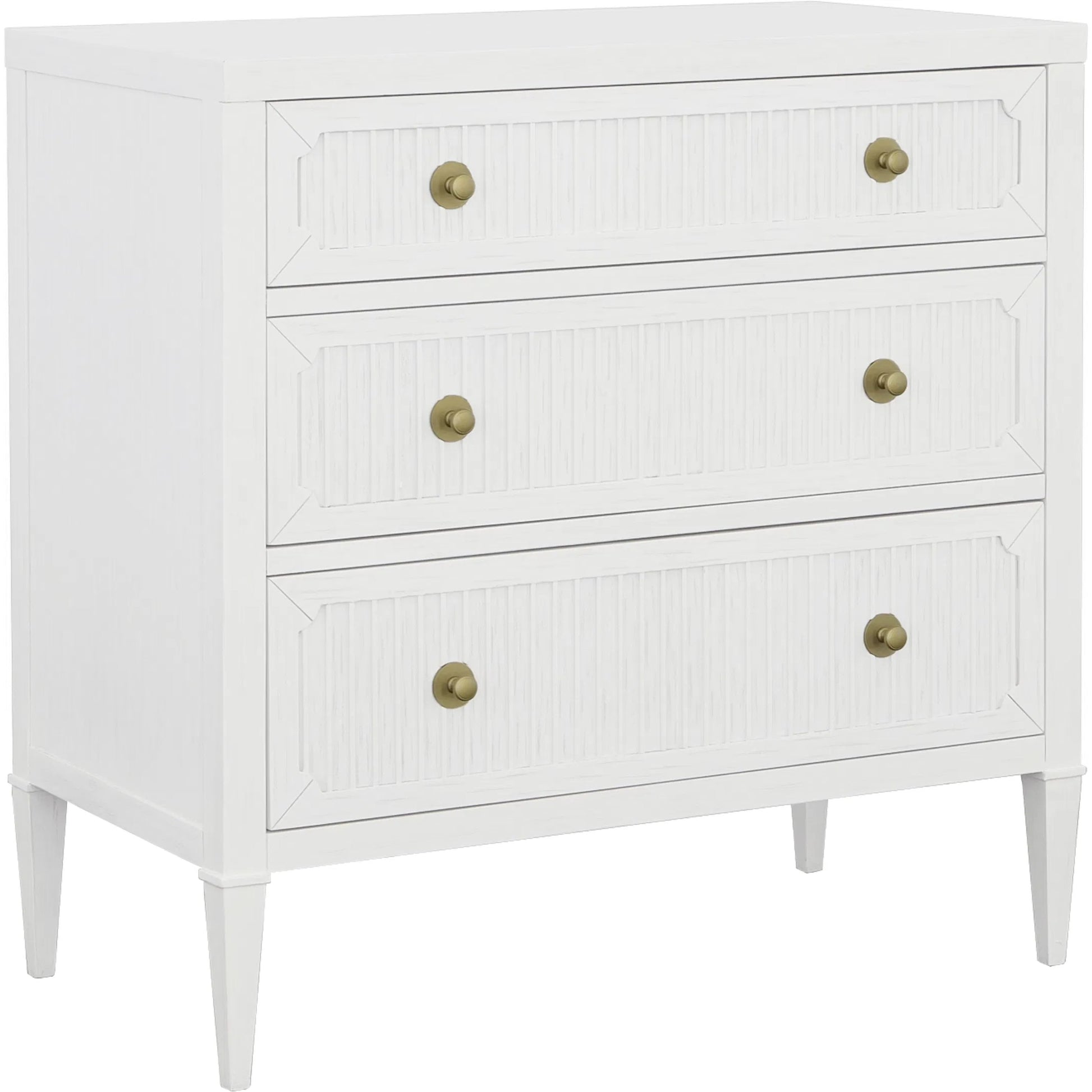 East Camden Chest by Fairfield Chair in white and pearl. Made from metal accents, poplar solids, veneers in a unique style.