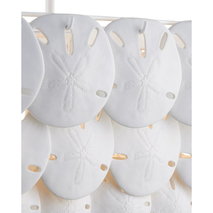 Tulum Oval Chandelier by Currey and Company in sugar white, white. Made from wrought iron, bone china in a modern style.